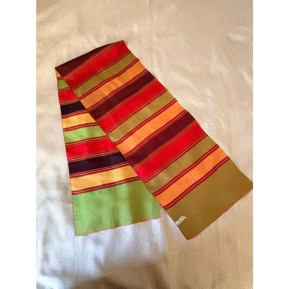 Echo Silk Scarf Italy Striped Satin Men’s Unisex
